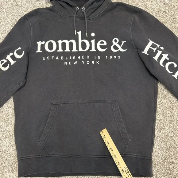 Abercrombie & Fitch Exploded Logo Hoodie Sweatshirt Big Logo Men Size Large Fade - Picture 5 of 8